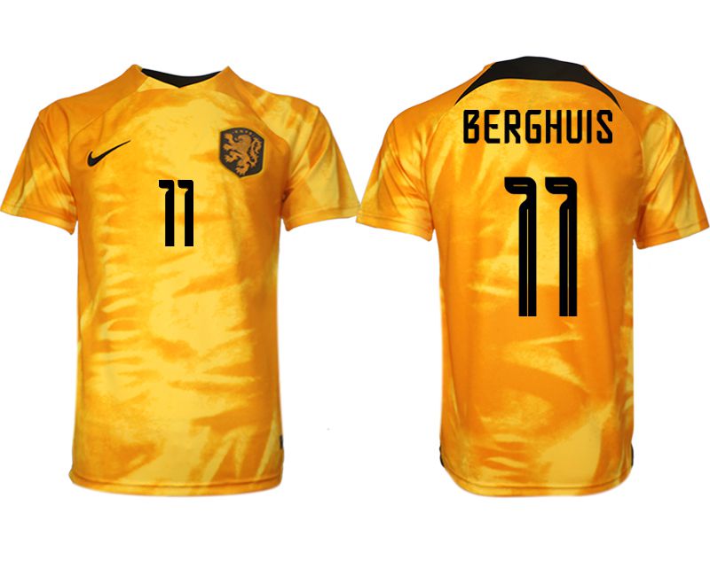 Men 2022 World Cup National Team Netherlands home aaa version yellow 11 Soccer Jerseys